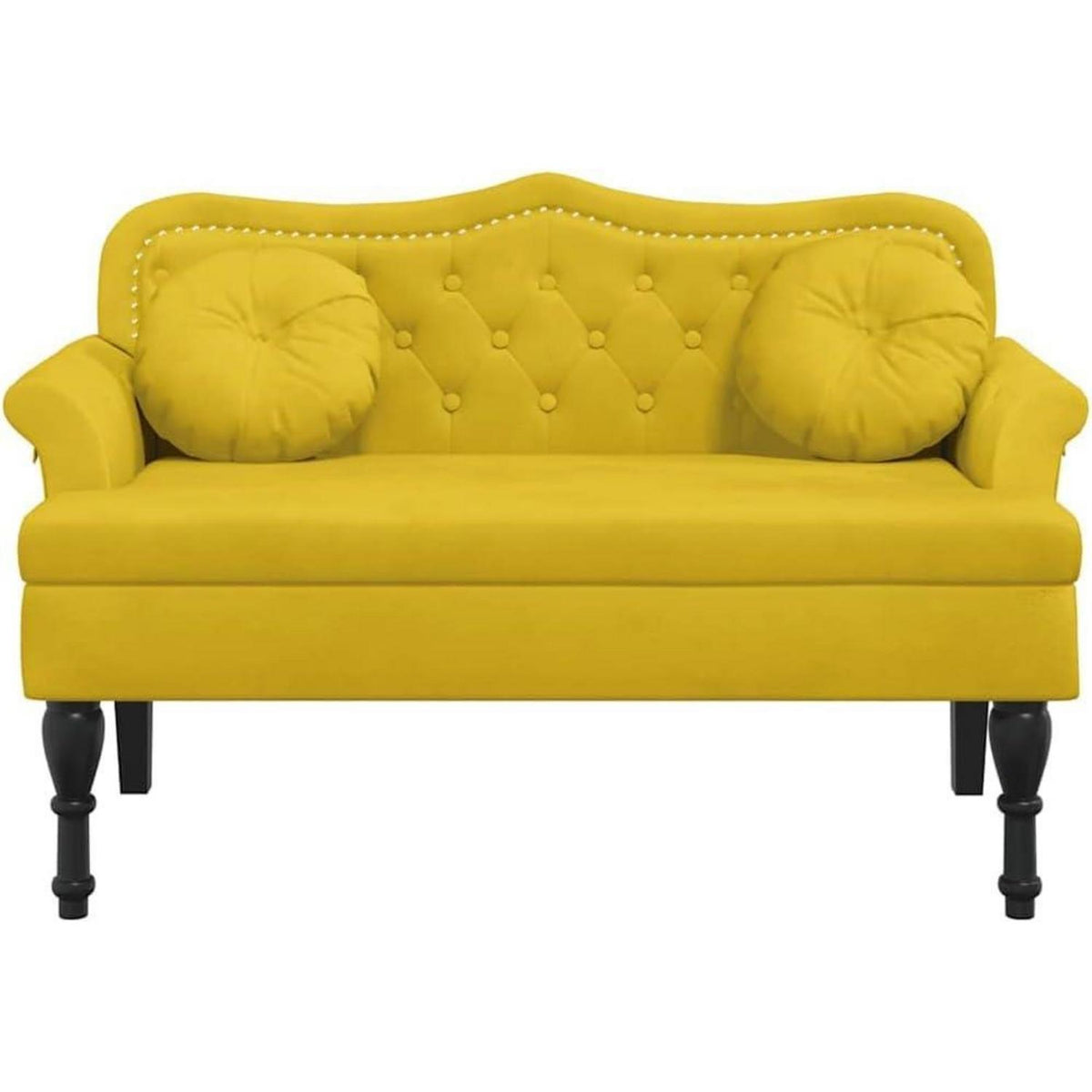 Sitzbank 2-Sitzer mit Kissen, Gelb – Modernes Samtsofa für Wohnzimmer