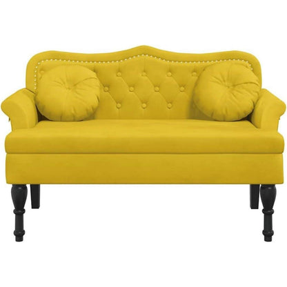 Sitzbank 2-Sitzer mit Kissen, Gelb – Modernes Samtsofa für Wohnzimmer