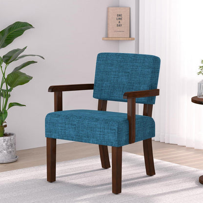 Loungesessel mit Fußhocker – Bequemer Sessel Blau Leinen