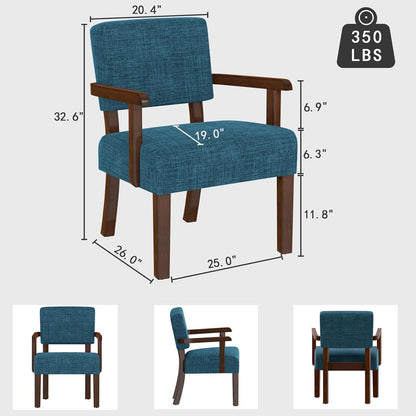 Loungesessel mit Fußhocker – Bequemer Sessel Blau Leinen