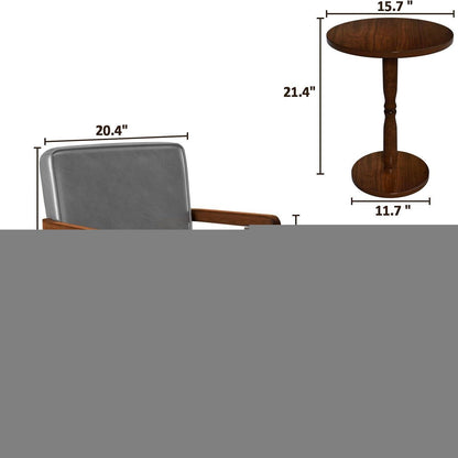 Lounge-Sessel Set (2 Sessel + 1 Tisch) Grau, Lederoptik