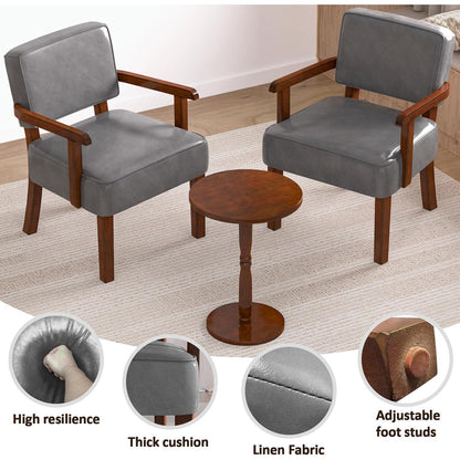 Lounge-Sessel Set (2 Sessel + 1 Tisch) Grau, Lederoptik