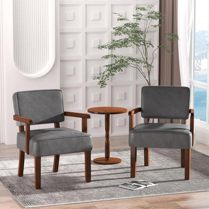 Lounge-Sessel Set (2 Sessel + 1 Tisch) Grau, Lederoptik
