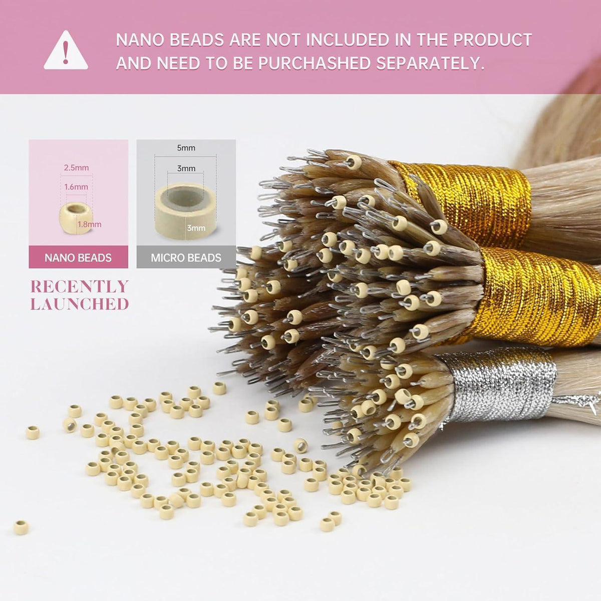 Echthaar Nano Ring Extensions Platinblond 65cm Gerade