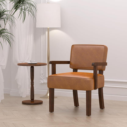 Retro Loungesessel Braun mit Fußhocker & weichem Sitz in Lederoptik