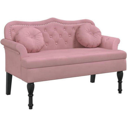 Sitzbank 2-Sitzer mit Kissen, Rosa Samtsofa für Wohnzimmer