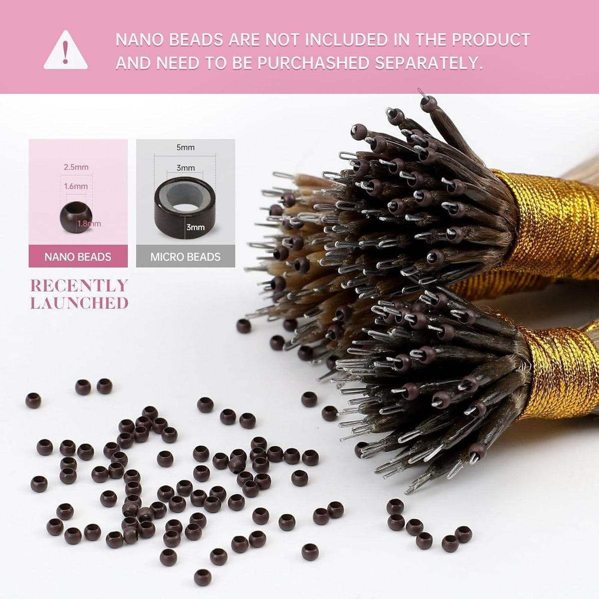 Nano Ring Extensions Braun Ombre Blond Echthaar 35cm