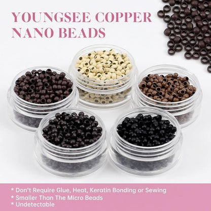 Nano Ring Extensions Braun Ombre Blond Echthaar 35cm