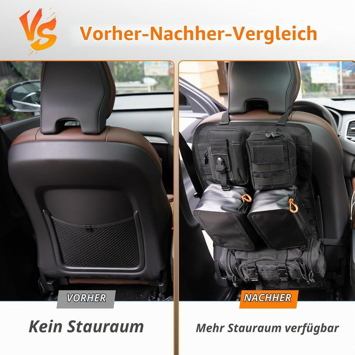 Taktischer Autositz-Organizer mit Molle-Taschen für Fahrzeuge