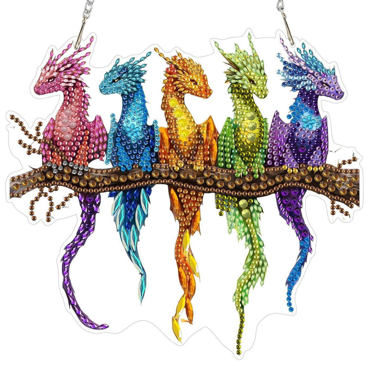 Diamant Painting Anhänger Drache – DIY Fensterbild Set