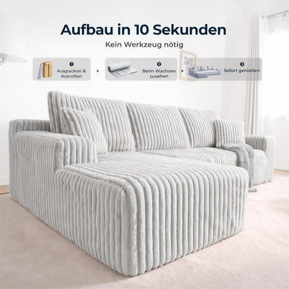 Cloud Ecksofa 105" modular, hellgrau mit Chaiselongue