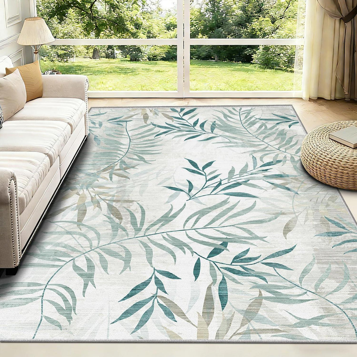 Großer Grün Wohnzimmer Teppich 200x300 cm – Waschbar & Rutschfest