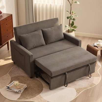 Schlafsofa 2-Sitzer Grau – Ausziehbare Schlafcouch mit Verstelllehne