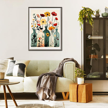 Malen nach Zahlen Erwachsene Vase – Gänseblümchen DIY Ölgemälde