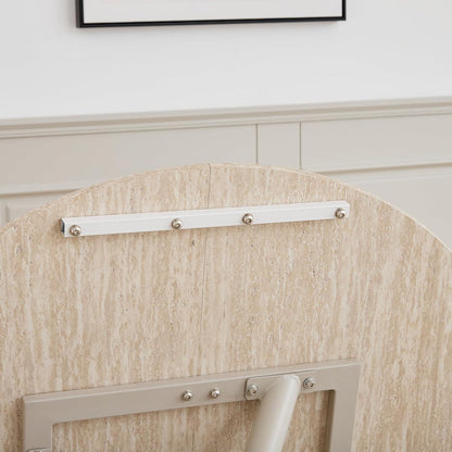 Rundes Esszimmer-Set mit 4 Leinenstühlen – Hellgelb & Beige