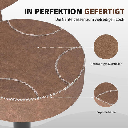 Höhenverstellbarer Barhocker 3er-Set Braun in Lederoptik