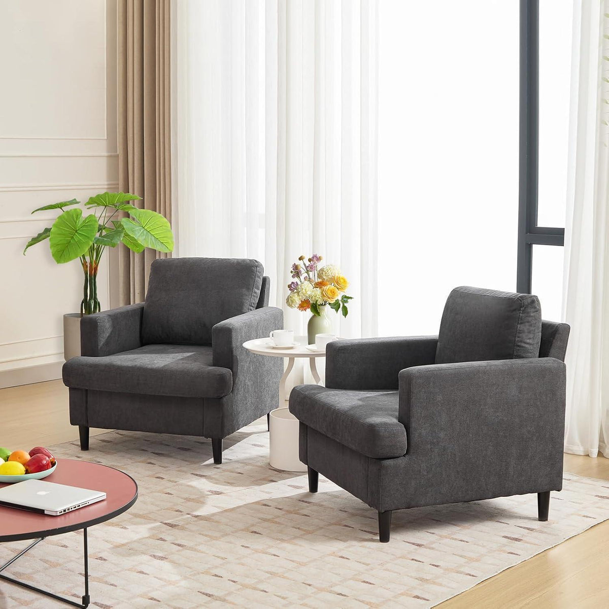 Übergroßer Leinen-Akzentstuhl – Modernes Wohnzimmer & Büro