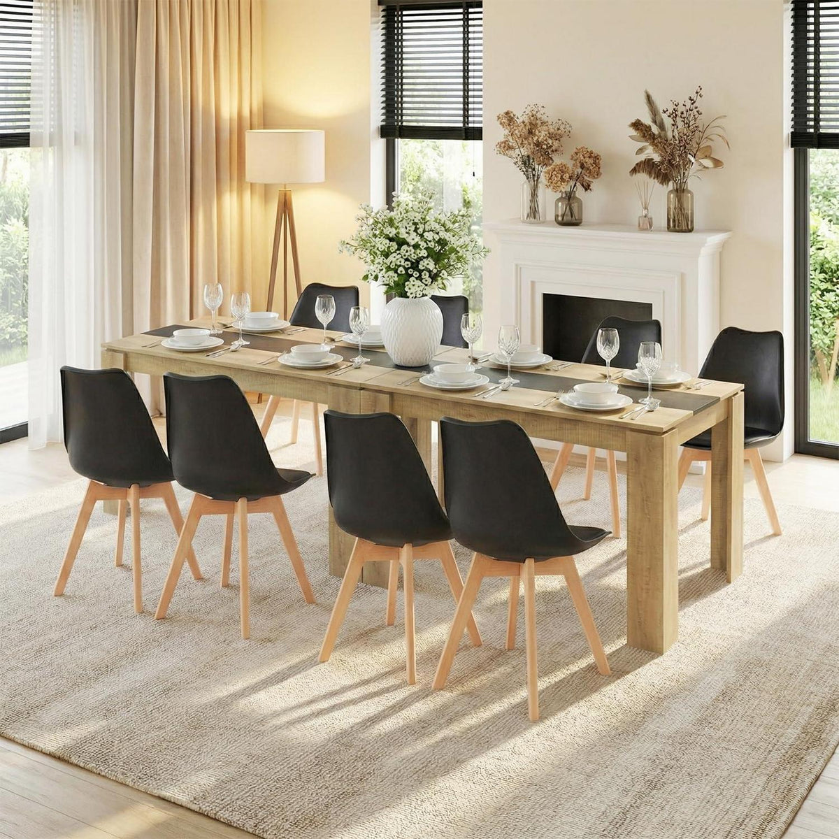 Esszimmergruppe für 8 Personen – Holztisch & 8 Stühle