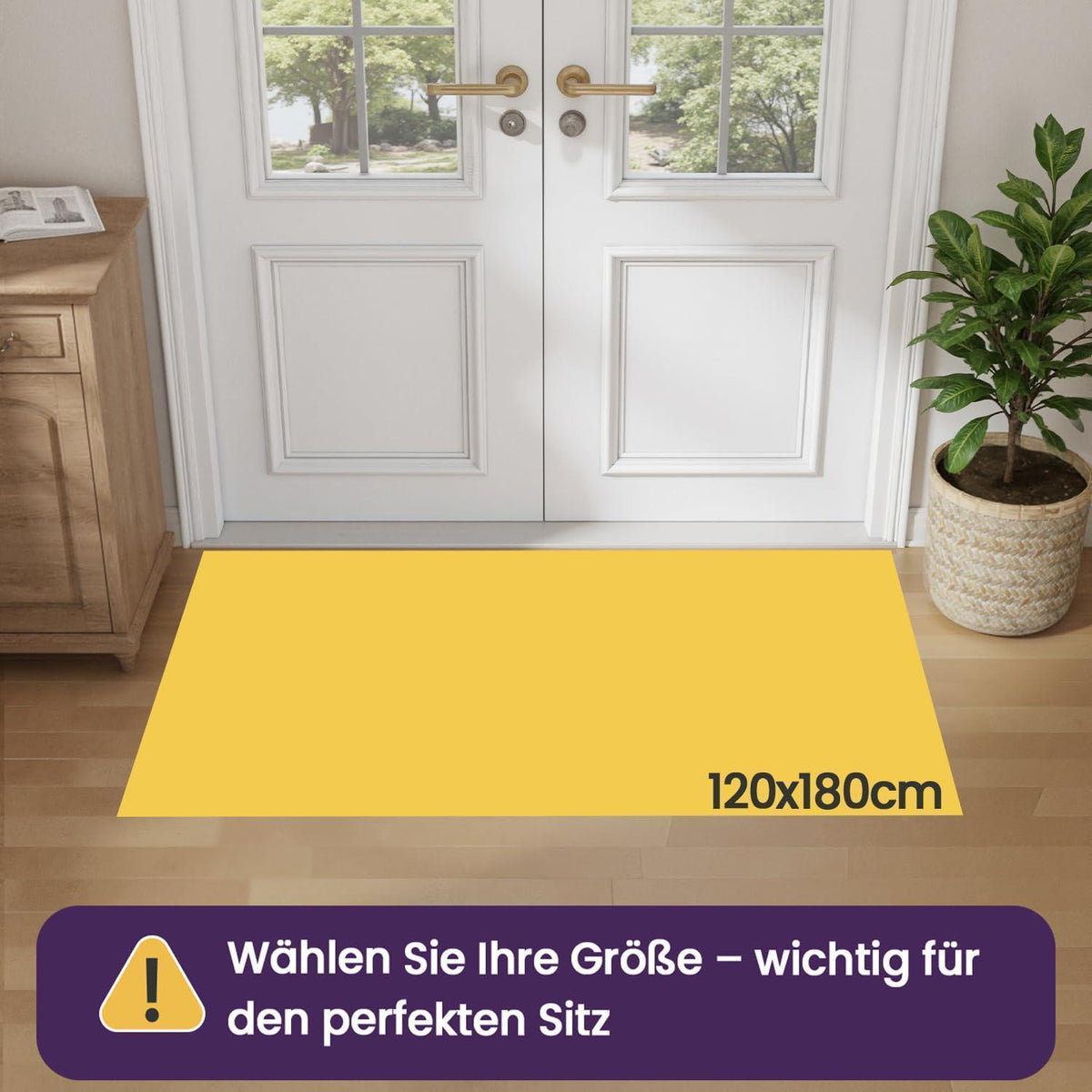 Fußmatte Innen Schwarz 120 x 180 cm – Rutschfest & Saugstark