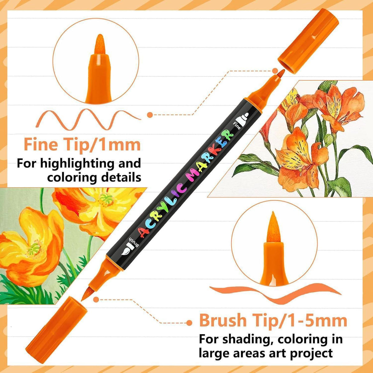 60 Acryl Marker Stifte Set | Wasserfest & Vielseitig zum Basteln