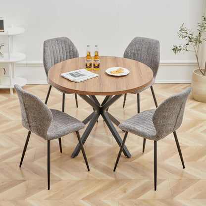 6er Set Esszimmerstühle Grau, Moderne Polsterstühle mit Streifenmuster