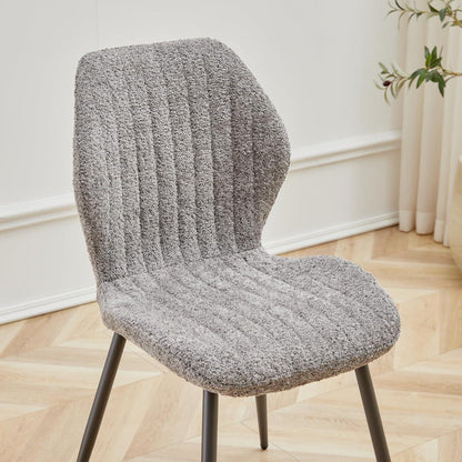 6er Set Esszimmerstühle Grau, Moderne Polsterstühle mit Streifenmuster