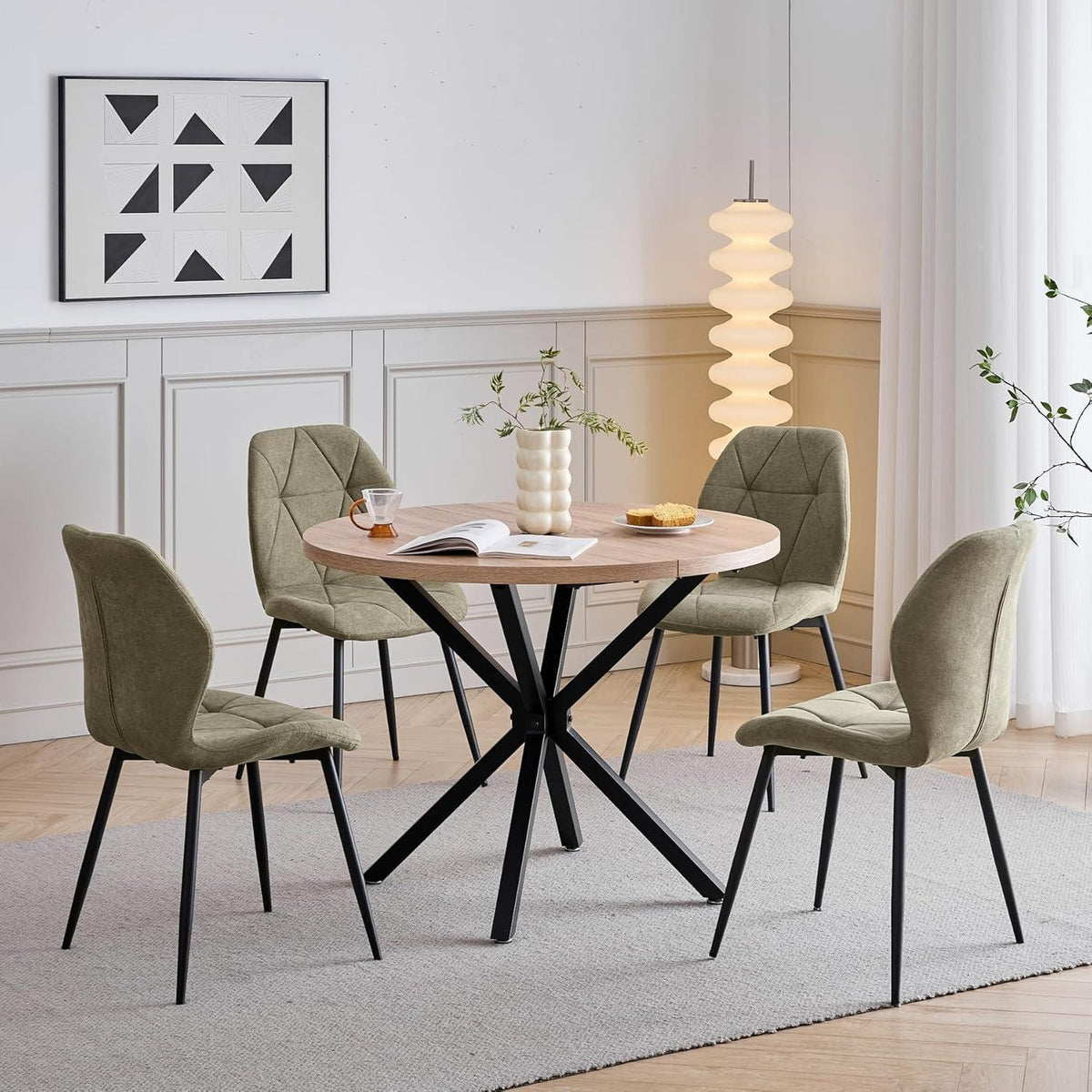 6er-Set Esszimmerstühle Grün, Modern & Gepolstert