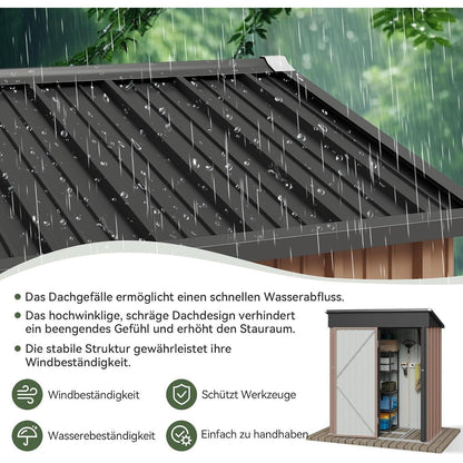 Gartenhaus 5x3 ft mit Standfuß – Wetterfester Geräte- & Fahrradschuppen