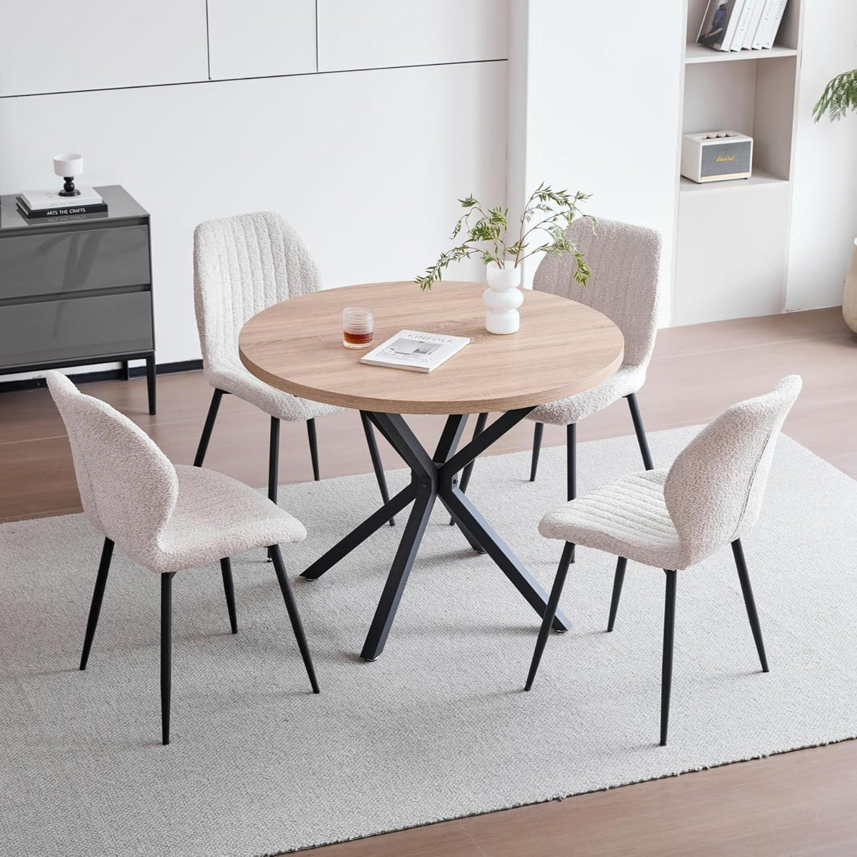 2er Set Esszimmerstühle Modern Beige Streifenmuster