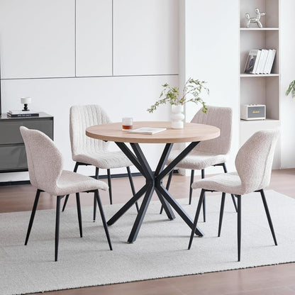 2er Set Esszimmerstühle Modern Beige Streifenmuster