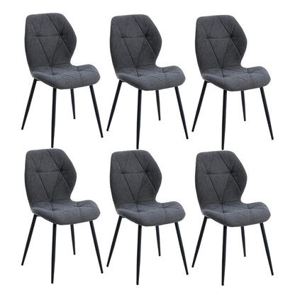 Moderner Esszimmerstuhl Set 6er – Gepolstert, Dunkelgrau