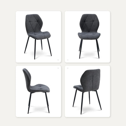 Moderner Esszimmerstuhl Set 6er – Gepolstert, Dunkelgrau