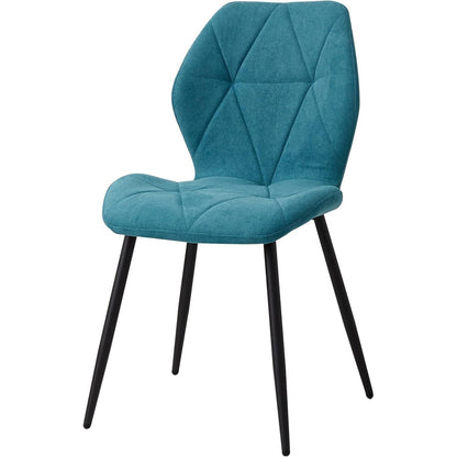 6 Esszimmerstühle Modern Blau Gepolstert mit Rautenmuster