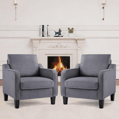 2er-Set Ohrensessel Wohnzimmer Modern Dunkelgrau