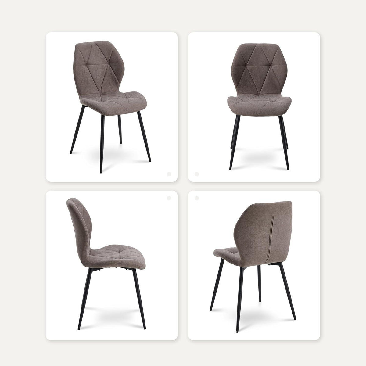 6er-Set Esszimmerstühle Modern Braun Gepolstert mit Rautenmuster