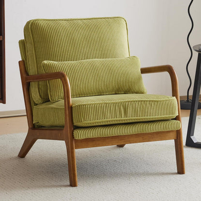 Gepolsterter Cord-Sessel Grün | Bequemer Lounge- & Lesesessel