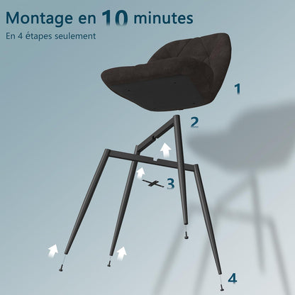 6er-Set Esszimmerstühle Modern Schwarz Gepolstert