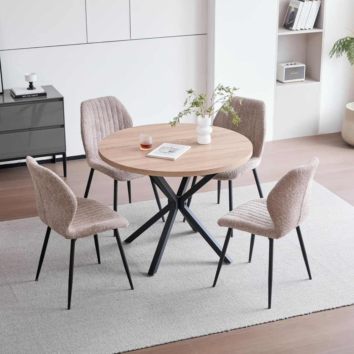 2er Set Esszimmerstühle Modern Braun mit Streifenmuster