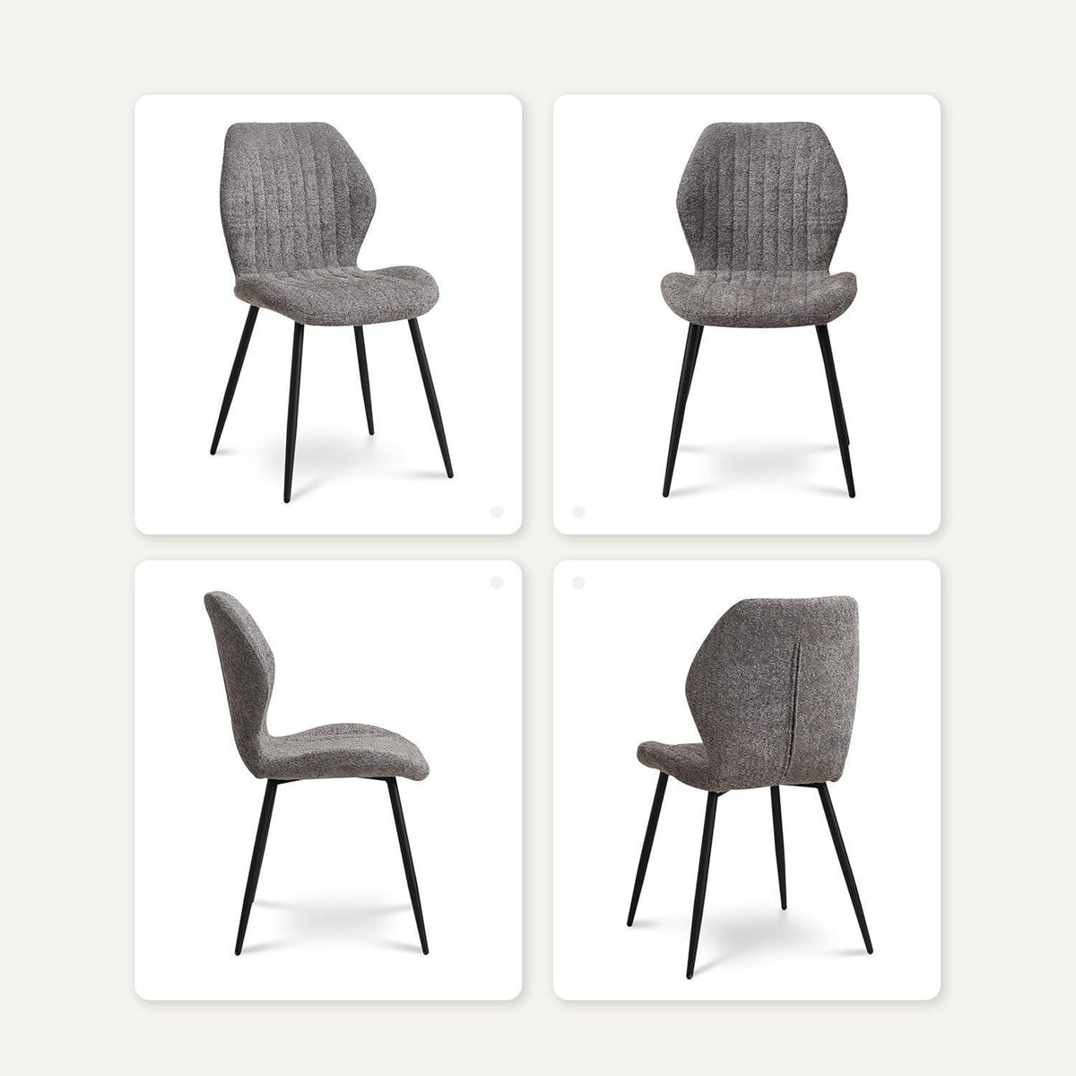 2er Set Esszimmerstühle Grau, Moderne Polsterstühle mit Streifenmuster
