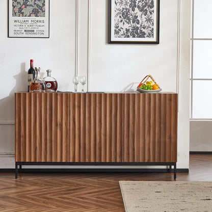 Sideboard Eiche dunkel - 3-türiger Mid-Century Schrank 150x40x80cm