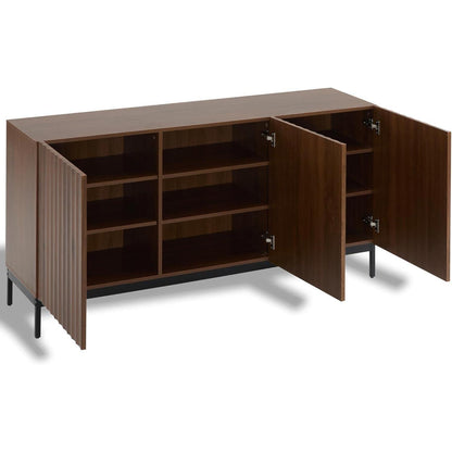 Sideboard Eiche dunkel - 3-türiger Mid-Century Schrank 150x40x80cm