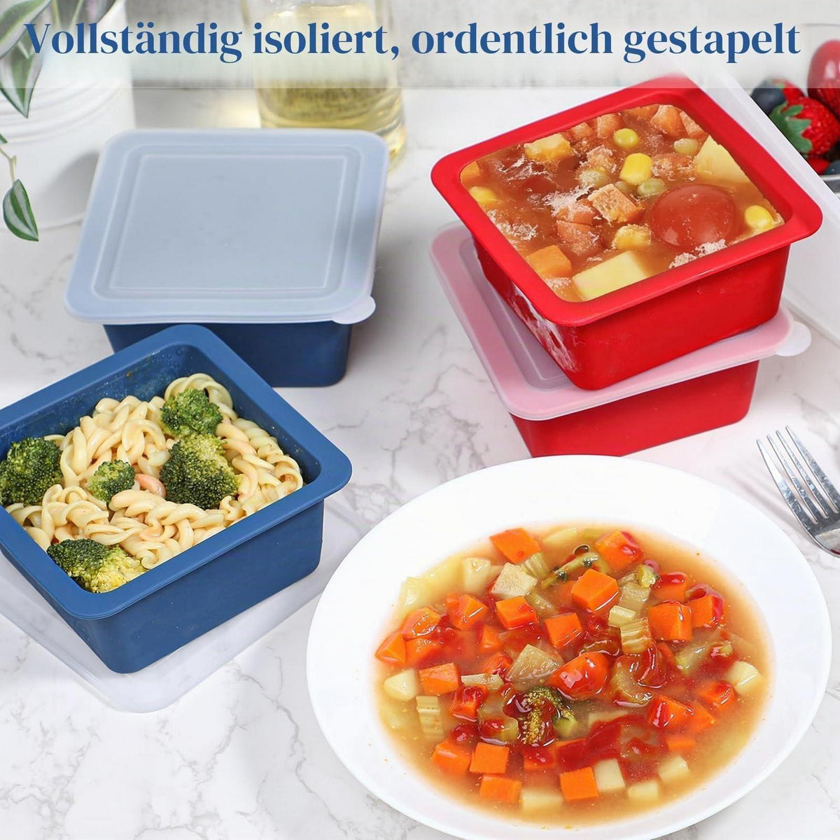 Silikon Gefrierformen mit Deckel - 4er Set 500ml