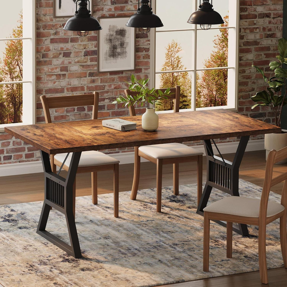 Esstisch 180 cm – Farmhouse Design, Metallbeine, Platz für 6-8 Personen