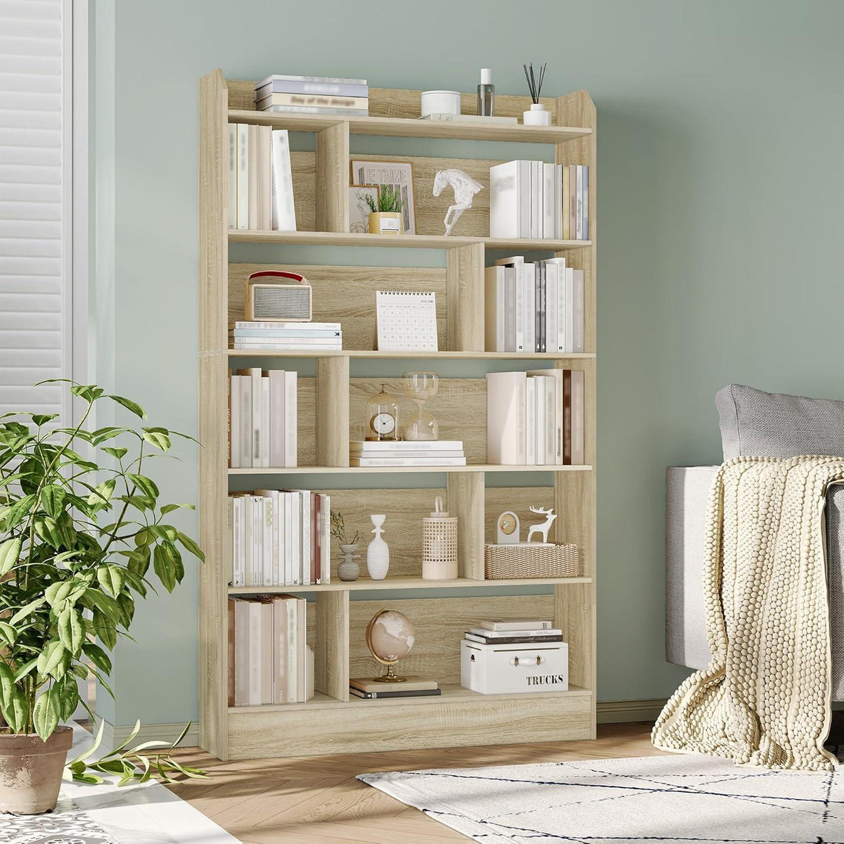 Bücherregal 6 Fächer – Eichenbeige, 24 x 100 x 170 cm