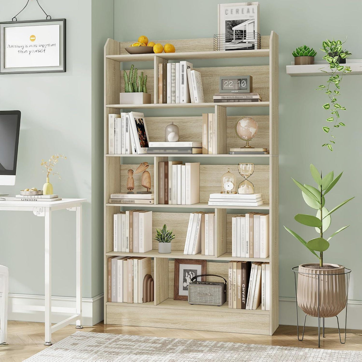 Bücherregal 6 Fächer – Eichenbeige, 24 x 100 x 170 cm