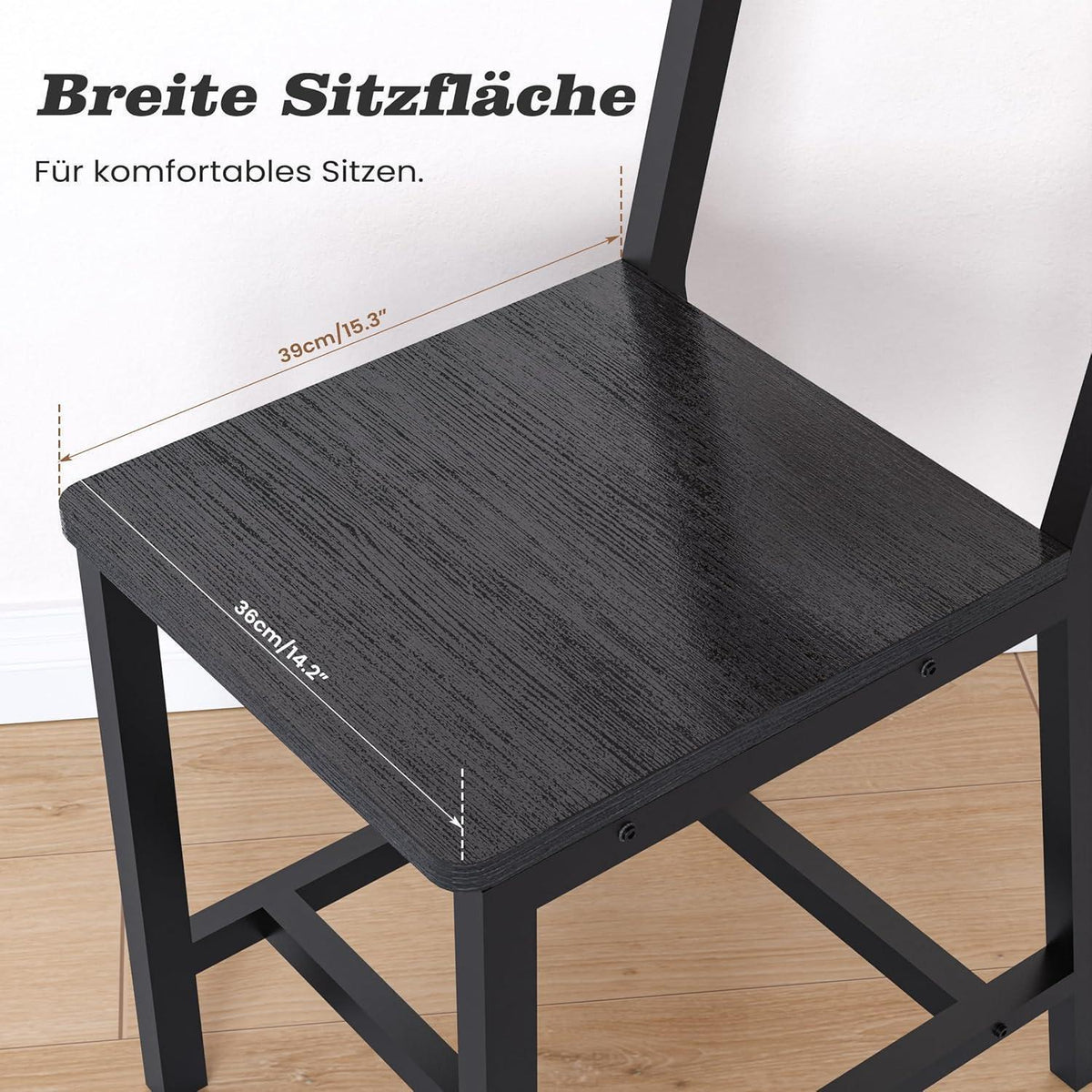 Esszimmerstühle 2er Set, Metallgestell, Schwarz