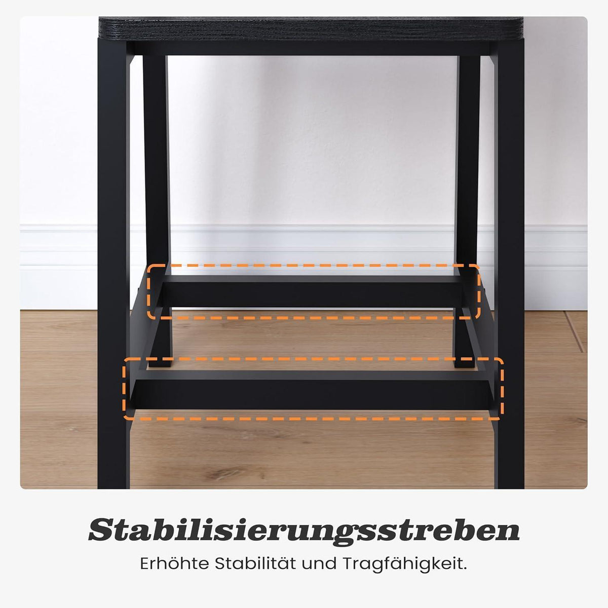 Esszimmerstühle 2er Set, Metallgestell, Schwarz