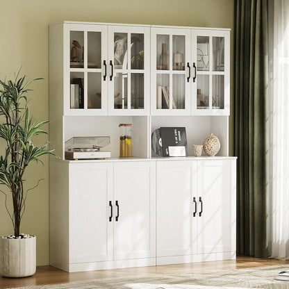 Bücherregal mit Glastüren & Arbeitsplatte – 180cm Hochschrank