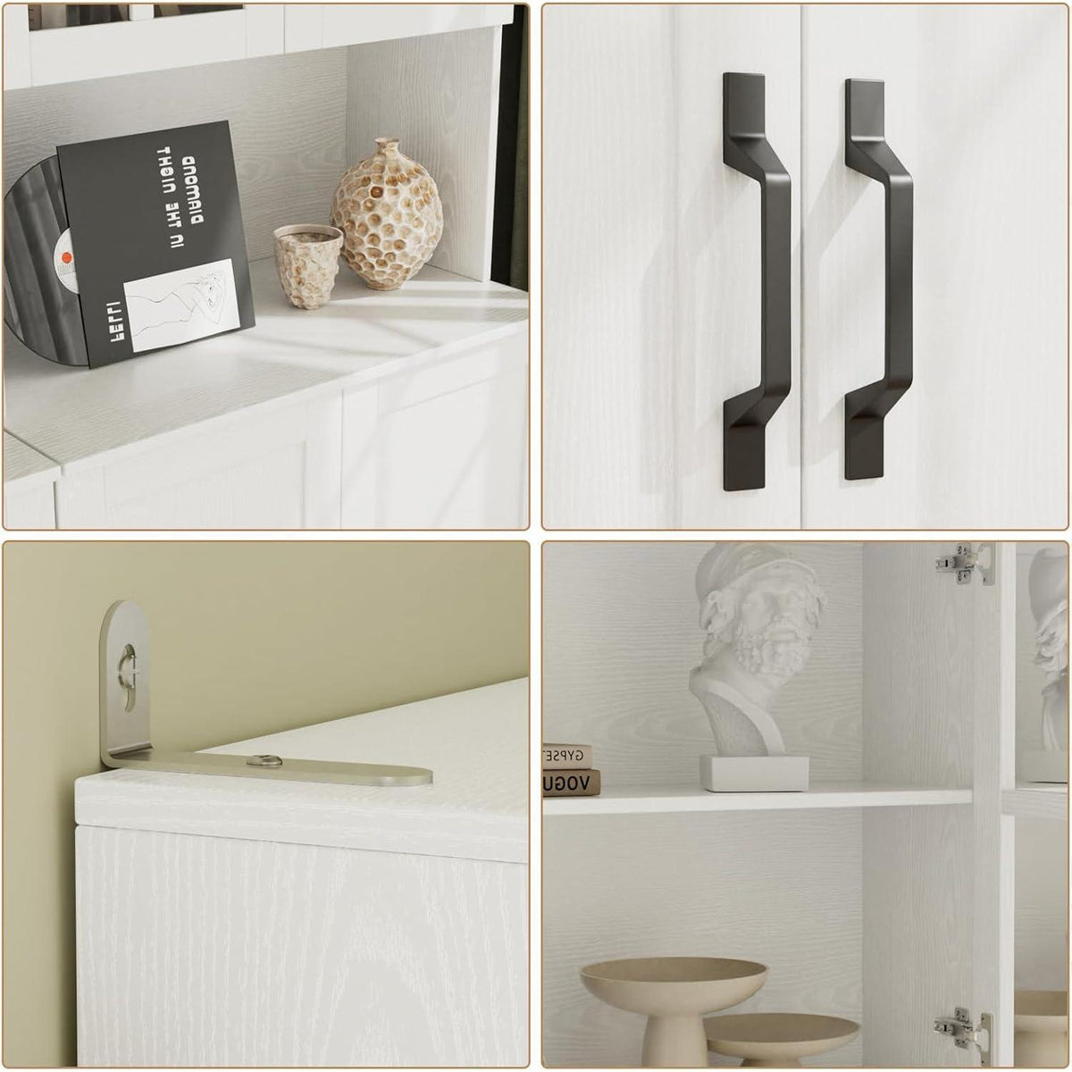 Bücherregal mit Glastüren & offener Fach | 180cm Hochschrank (2er Set)
