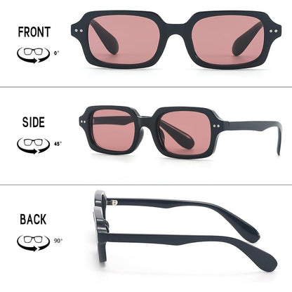 Retro Sonnenbrille Eckig - Schwarz-Rosa mit UV400 Schutz